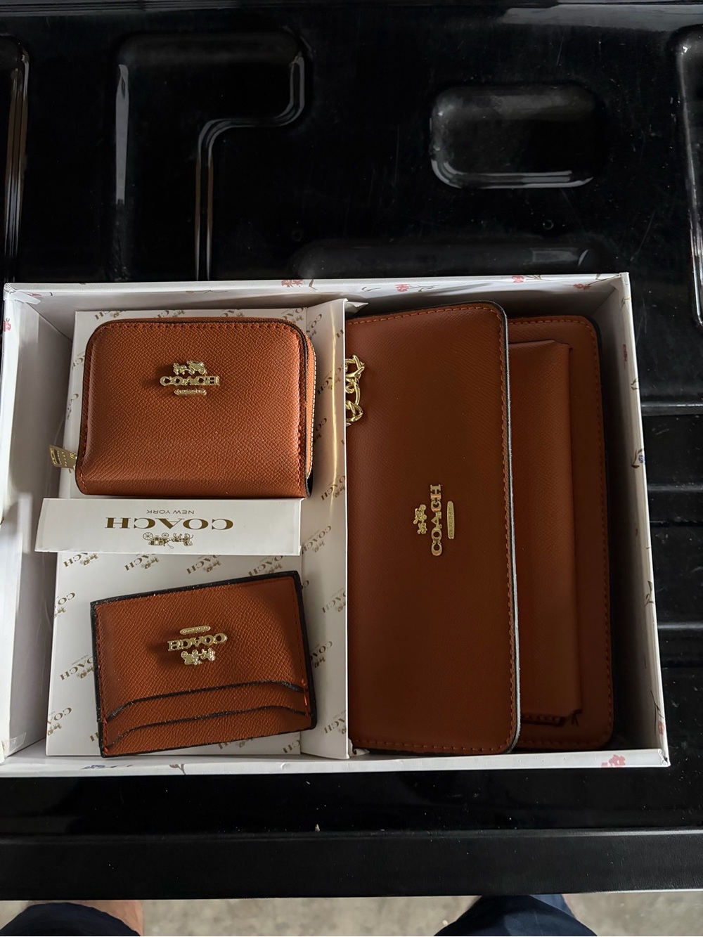 Coach Brown Leather Wallet, Card Case & Zip Pouch Set